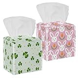 Taschentuchbox-Abdeckung, Ostereier, Kaninchen, quadratisch, dekorativ, PU-Leder,...