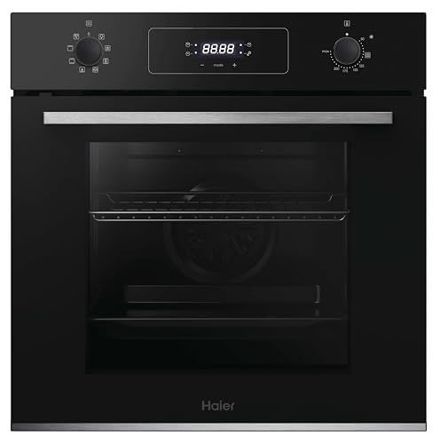 Haier HWOS2BFA2H4A - Forno multifunzione, idrolitico. Capacità 70 l, 1 griglia e 1 vassoio Airfry. 9 funzioni, display con LED bianco, guida telescopica, 3 cristalli su porta, nero