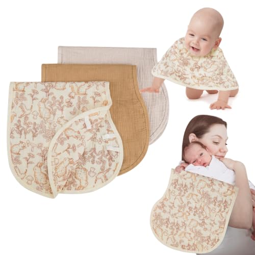 Image of COTTONBEBE Muslin Burp Cloths with Snaps, Multi-Use Burpy Bib 100% Natural Cotton，Large 22"X11" Extra Absorbent Burping Cloth for Baby Girl & Boy, Rabbit