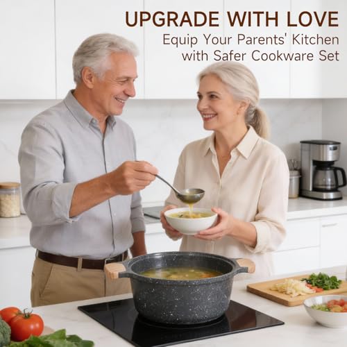Image of JEETEE 36Pcs Pots and Pans Set Non Stick, Cookware Set W /Baking Sheets | Healthy Non Toxic Induction Cooking Set W /Saucepans,Griddle, Saute Pan, Baking Trays & Pancake Rake Set (PFOA, PFAS Free)