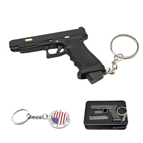 OPYLO Mini Gun Keychain Tiny Keychains Guns Shape Pendant Pistol Shape Key Chain Novelty Keychain Cool Keychains for Menblack