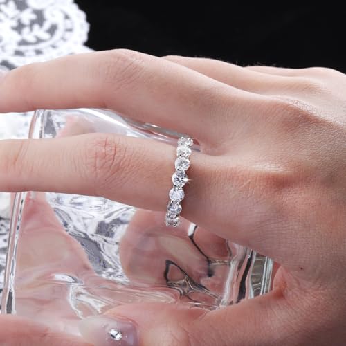Moissanite Eternity Rings for Women - 925 Sterling Silver Moissanite Eternity Band Rings Jewelry Moissan Engagement Band Anniversary Birthday Valentine Gifts4