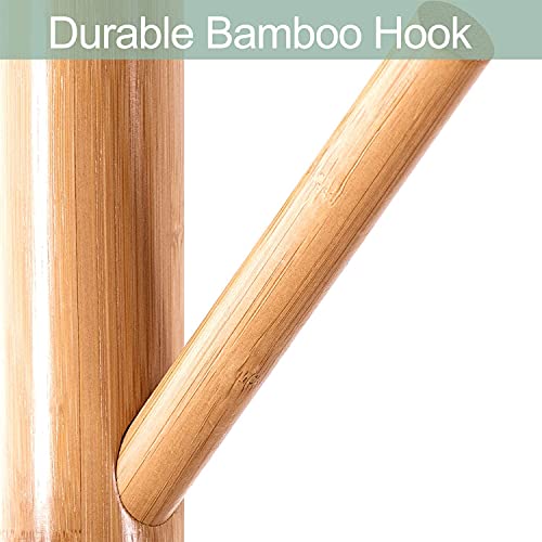 Image of Ginoya Brothers Wooden Coat Rack, Freestanding Hall Tree with Hooks Easy to Assemble Suitable for Children and Adult, Hat Clothes Rack Stand for Bedroom Office Entrance. (92-2 Beige)