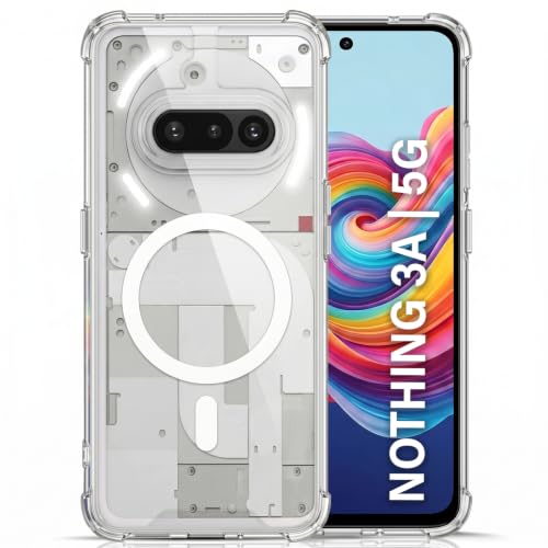 Image of TRUEUPGRADE Back Cover for Nothing Phone 3A| Mag-Safe Printed Transparent Case | Hard PC Back + Soft TPU Bumper | Magnetic Print Shockproof Protective Cover | Crystal Clear