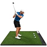 Golf Hitting Mat With Built-In Ball Tray 5X4Ft / 6X5Ft 56Mm Extra Thick Replaceable Hitting Area Heavy Duty Golf Practice Mat Indoor Outdoor Golf Simulator Mat For Swing, Driving &Amp; Chipping