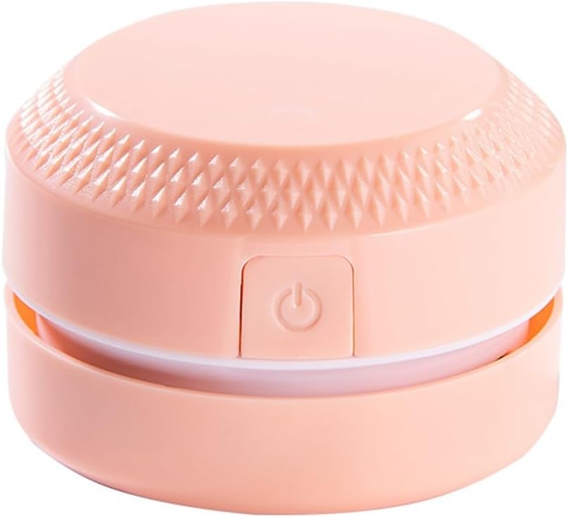 Mini Table Vacuum Cleaner, 10.1-15KPA Suction, USB Rechargeable Desktop Sweeper, Compact Design, Pink
