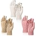 3 Pairs Touch Screen Gloves for Women Winter Thermal Warm Knitted Gloves Elastic Touchscreen Smartphone Glove for Working Driving Running Outdoor Activities, White, Pink, Apricot Yellow
