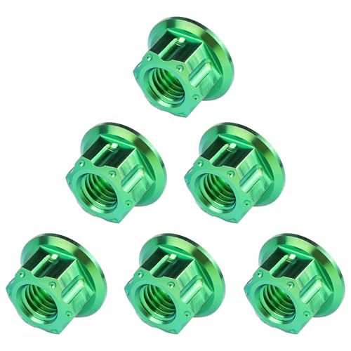Image of Titanium M6 M8 M10 M12 M14 M16 Flange Bolt Nut Bicycle Motorcycle Rear Axle Car Modification Accessories Pack of 6 (M6 Pitch 1.0mm, Green)