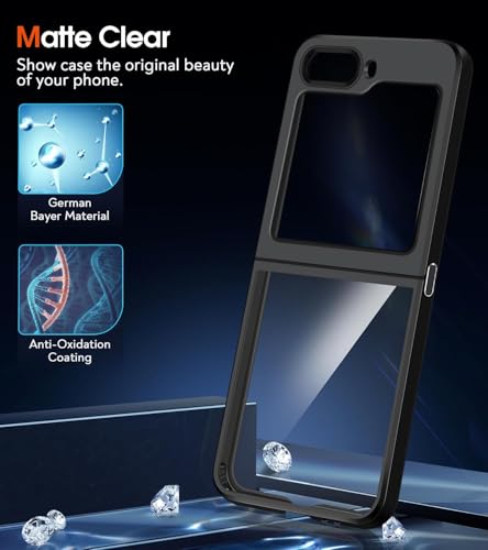 Image of REALCASE Stylish Case for Samsung Z Flip 6 5G, Slim Crystal Clear Acrylic PC Back Cover [Hinge][Transparent] Soft Silicone Bumper Full-Body Shockproof Protective Case for Samsung Z Flip 6 5G