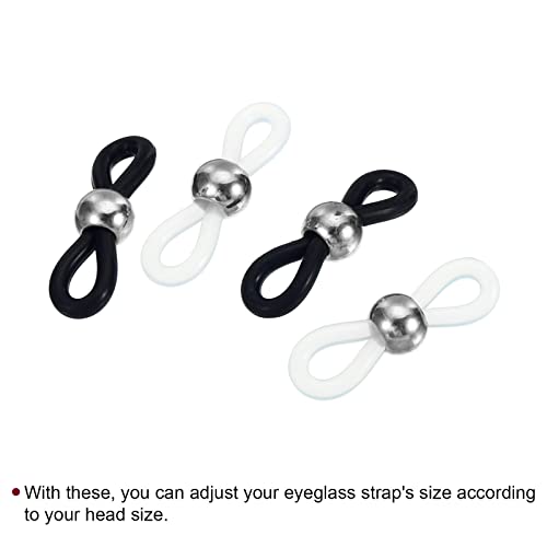Image of PATIKIL Eyeglass Chain Connector Retainer, 20 Pack Adjustable Anti Slip Silicone Rubber Strap Holder Chain End Loop Bead Style for Women Men Sunglasses, White