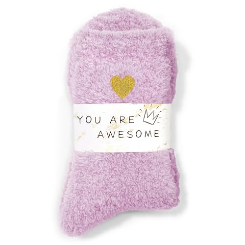 American Trends Purple Socks for Women & Men Cozy Soft Comfy Luxurious Fabric Sleep Socks for Him & Her Purple Gifts