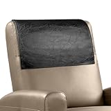 NZDWZDN Recliner Headrest Protector Faux Leather Headrest Cover for Recliner Chair Headrest Cover Chair Arm Covers Couch Headrest Cover for Furniture Sofa Protector for Home Office 17 x 27In (Black)
