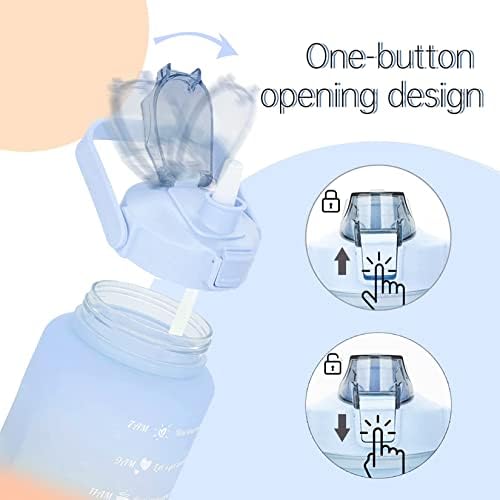 2 Litre Water Bottle, Sports Water Bottles with Straw with Time Mark Motivational Water Bottle without Bpa Free Suitable for Office Gym Yoga Various Outdoor Leisure Activities (Blue orange gradient)