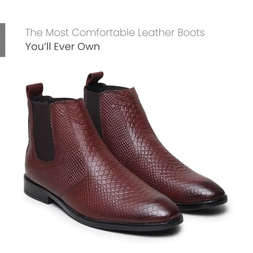 Image of HAYES LONDON Chelsea Boots For Man | Genuine Leather High-Top Slip-On Shoes | Comfortable Formal Shoes for Men | Stylish Office, Party & Casual Wear Fashion Boots