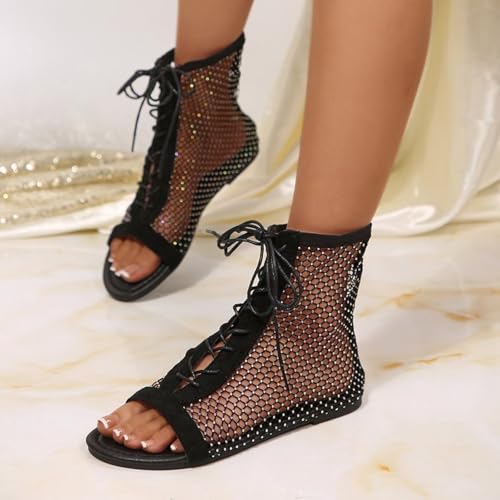 Sandalias planas de mujer estilo zapatos de malla con punta cerrada transpirable 4