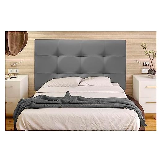 ONEK-DECCO Cabecero tapizado en Polipiel de Dormitorio Tennessee Medidas cabecero de Cama niño, Juvenil y Matrimonio Cabezal Blanco, tapizado, Acolchado (90x70, Gris)