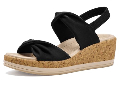 Image of LifeStride Womens Riley Slingbacks Black Linen Fabric 11 M