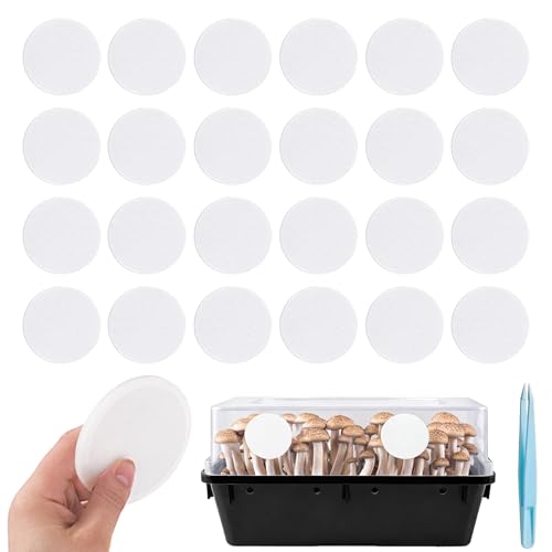 Image of 24-Pcs 3 inch Monotub Adhesive Filter Disks - 2mm Thick Monotub Filter Discs for Mushroom Growing Supplies - Replacement Filter Pads for Monotub Filters and Fruiting Chambers
