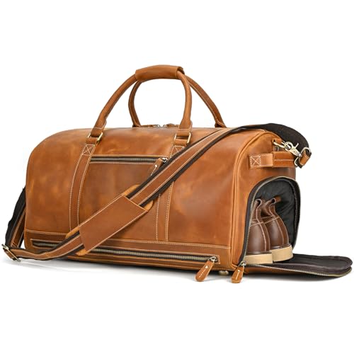 Leather Duffel Bags for Men and Women Full Grain Leather Travel Overnight Weekend Leather Bags Sports Gym Duffel