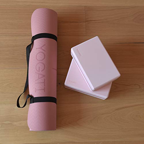 YOGATI Tappetino Yoga Professionale. Tappetino Yoga Antiscivolo, Spesso e Ecologico. Tappetini Yoga con Allineamento. Tappeto yoga con tracolla, perfetto per Palestra e Fitness. Yoga Mat (Rosa)