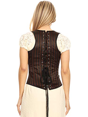 Anna-Kaci Steampunk Gothic Victorian Waist Trainer Cincher Underbust Cosplay Corset Vest, Brown With Strap, Medium #TOP3
