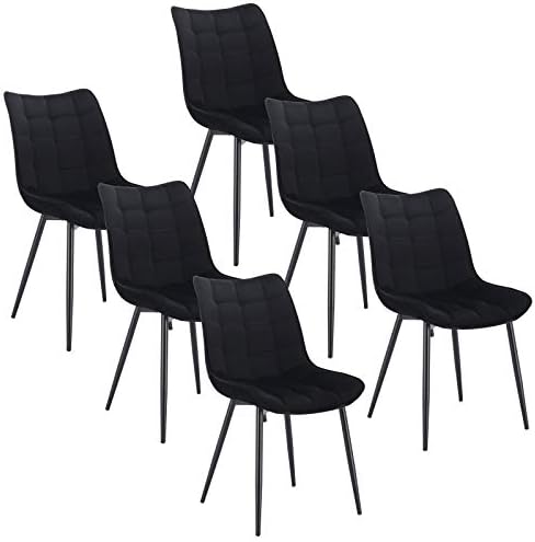 WOLTU Dining Chairs Set of 6 pcs Kitchen Counter Chairs Lounge Leisure Living Room Corner Chairs Light Brown Faux Leather Reception Chairs with Backrest and Padded Seat