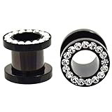 Black Anodized Titanium with Clear Cz Stones Over 316l Surgical Steel Screw-on Gauges/plugs/tunnels Nickle Free (1 Pair) Different Sizes Available (0g (8mm))