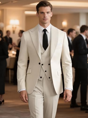3 Piece Mens Suit Slim Fit 3 Piece Suit for Men Tuxedo for Mens Wedding Double Breasted Formal Prom Tuxedos4