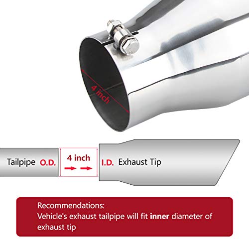 4" Inlet Diesle Exhaust Tip , 6" Outlet, 12" Long Truck Tailtip, Rolled Angel Design, Polished Finished #TOP2