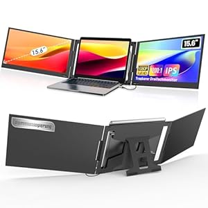KPKUE Laptop-Erweiterungsbildschirm, 15,6 Zoll 1080p FHD Dreifach-Monitor im Aluminiumrahmen. Kompatibel mit 12-16 Zoll Laptops, für Mac, Windows und Chrome-Treiberinstallation erforderlich