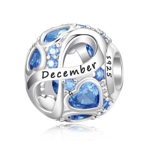 PHRUKAR December Birthstone Charm for Charm Bracelet, 925 Sterling Silver ...