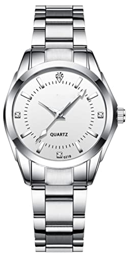 Couple Watches Fashion Silver Stainless Steel Pair Watches Men and Women Matching Quartz Wrist Watches Gifts Set of 2