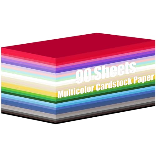 hindel 90 Sheets Construction Paper, Heavy Duty Craft Paper A4...