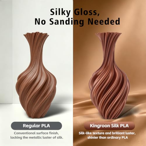 Image of Kingroon Silk Copper PLA 3D Printer Filament 1.75mm, Dimensional Accuracy + /- 0.03 mm, 1 kg Spool(2.2lbs) PLA Shiny Filament-(Copper)