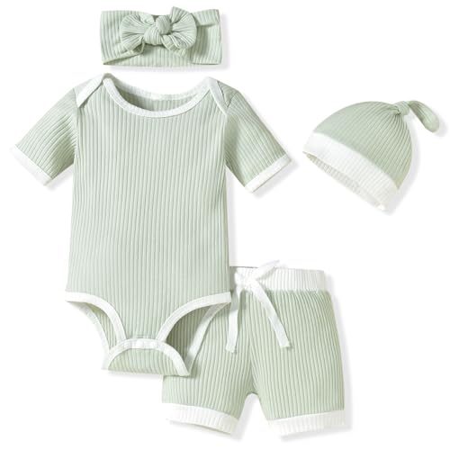 Image of HINTINA Gender Neutral Baby Shorts Outfits Summer Clothes Set