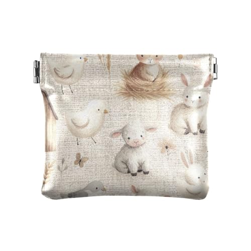 Farm Animals Coin Purse Leather Pouch Change Purse, Squeeze Coin Pouch for Cards, Keys & Lipsticks, Unisex