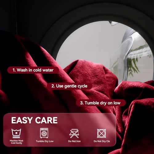 Waterproof Blanket for Bed - Blanket with Waterproof & Stain Proof, Splash Resistant, Machine-Washable Flannel is Soft and Comfortable, Suitable for Bed/Sofa (40"x60", Wine red/Black) by GROOSE - Used condition - Image 6