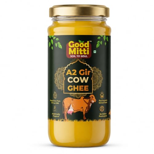 Image of Good Mitti A2 Gir Cow Ghee 250 ML | Traditional Bilona Method Cultured Desi Ghee | Grass Fed Pure Cow Ghee | Lab Tested, Natural & Healthy | Rich Aroma | Healthy Cooking Cow Ghee | Glass Jar | Indian Gir Cow Ghee