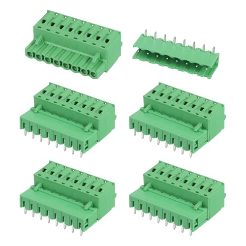 Image of sourcing map 5 Set 8-Pin 5.08mm/0.2" Pitch PCB Mount Screw Terminal Block Connectors No Soldering 2EDGKD Male & Female Connectors Plug for 28-10AWG