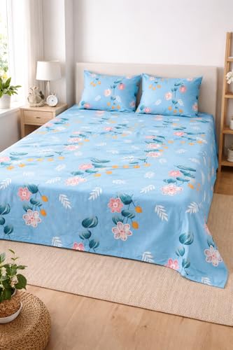 Image of AAZEEM Microfibre Double Bedsheet 100% Microfibre Full Size Sheets Set, Soft & Comfy for Bedroom Thick Full Bed Sheets Set, Machine wash | Bedsheet Size -90 X 100 Inches Pillow 17 X 27 Inches |