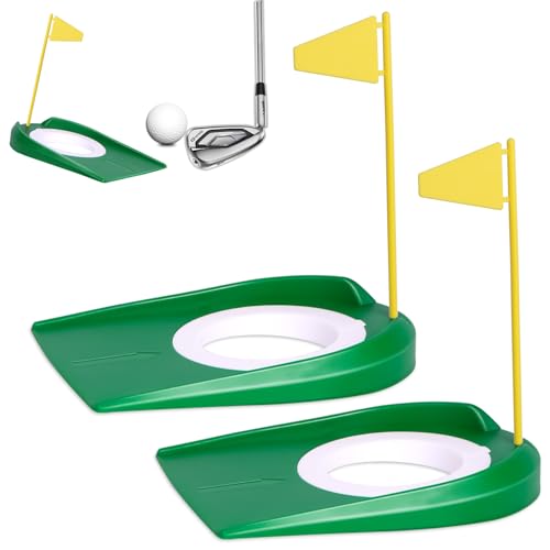 Image of Golf Putting Green Indoor Set, 2 Pack Cup with Flag, Practice Training Aids for Indoor Outdoor, Hole Putter Regulation Cup for Office