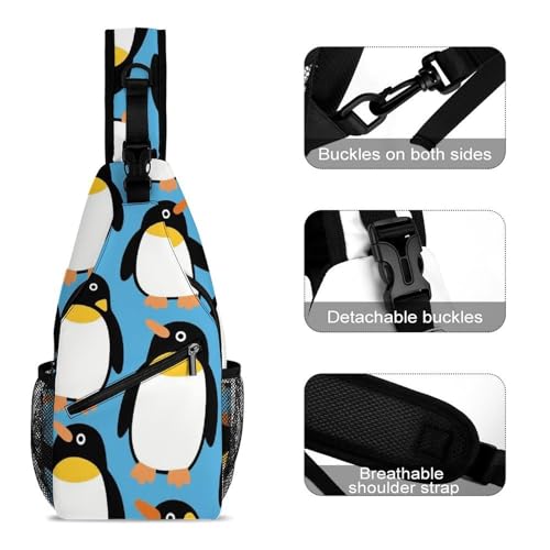 Casual Sling Bag Backpack, Rucksack, Cute Cartoon Penguin Art Shoulder Crossbody Bag Chest Pack, Tool Backpack, Satchel Bookbags Travel Rucksack Daypack for Man/Women3