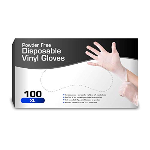 Vinyl Gloves, Disposable Gloves, Comfortable, Powder Free, Latex Free | 100 Pcs Large