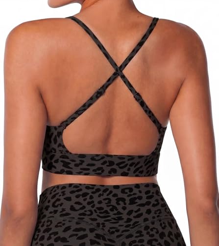 Image of Sunzel Sports Bra for Women, Criss-Cross Open Back Adjustable Strappy Bras, Workout Gym Padded Yoga Bra with Removable Pads