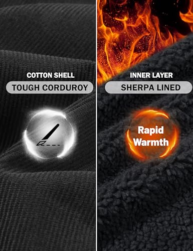Image of MAGCOMSEN Men's Corduroy Jacket Winter Sherpa Lined Warm Thick Trucker Cargo Coat with 5 Pockets
