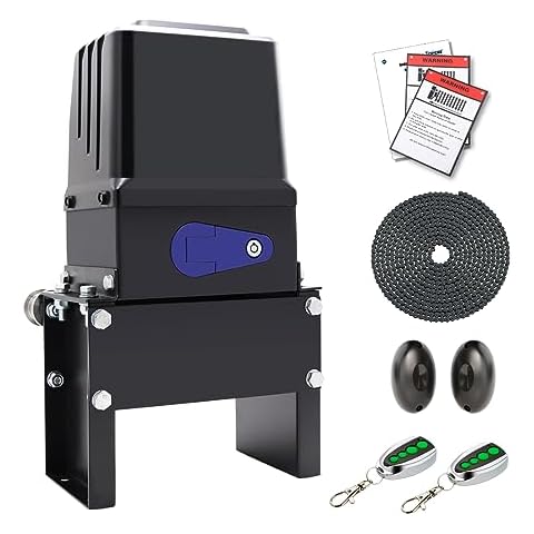 TOPENS CK2500 Automatic Sliding Gate Opener Chain Drive Electric Gate Motor for Heavy Driveway Slide Gate Up to 5700 Pounds Security Gate Operator AC Powered with 20ft Roller Chain and Remote Control Cover