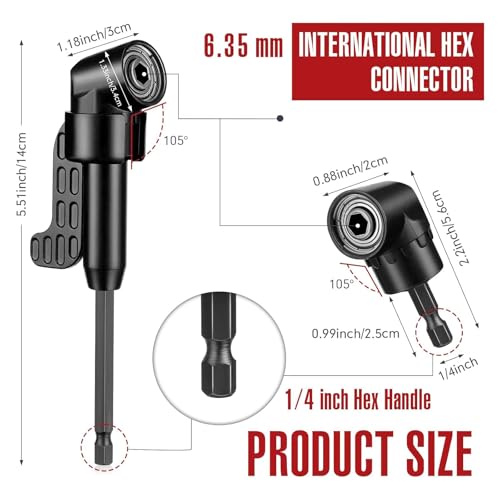 17Pcs Tools Flexible Drill Bit Extension,Include 3Pcs Rotatable Socket Adapter 2Pcs Hex Shank 105° Right Angle Drill Attachment 10 Short Screwdriver Bits 90° Angled Bits & Bendable Drill Bit Extension