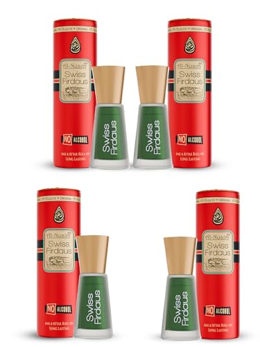 Image of Al-Nuaim Swiss Firdaus Attar Roll On - 6ml (Pack Of 4) |Luxury Scent with Long Lasting Fragrance Men