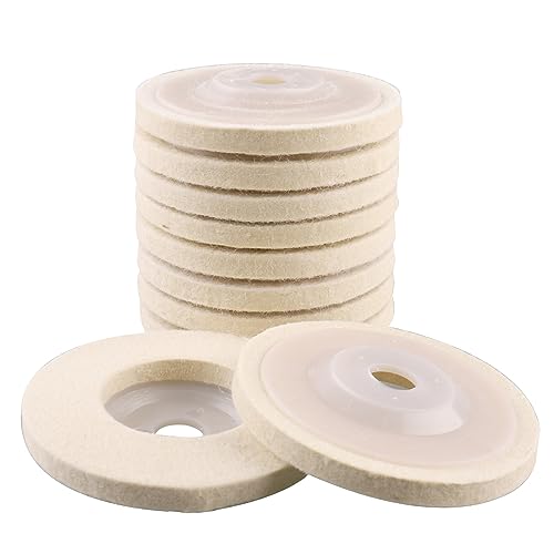 6x Wollfilz Polierscheiben 125mm - Polierpads Für Winkelschleifer 22mm Aufnahme