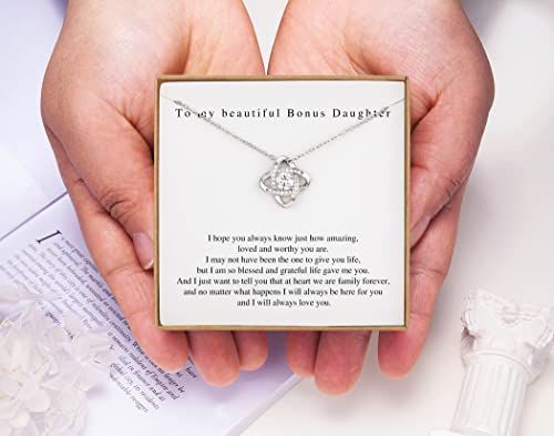 Bonus Daughter Gifts Bonus Daughter Necklace from Bonus Mom & Stepdad Sterling Silver Knot Necklace for Stepdaughter Gifts from Stepmom4